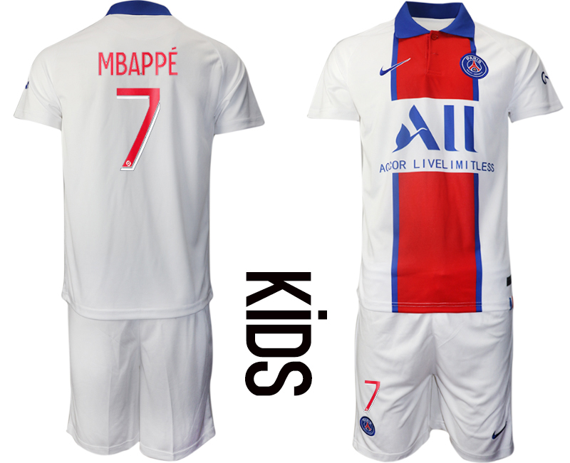 Youth 2020-2021 club Paris St German away #7 white Soccer Jerseys